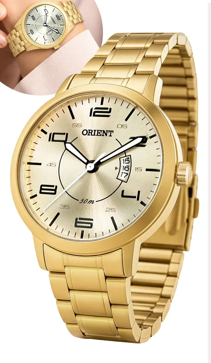 Relógio Orient Feminino Dourado Analógico Prova D'água 50m